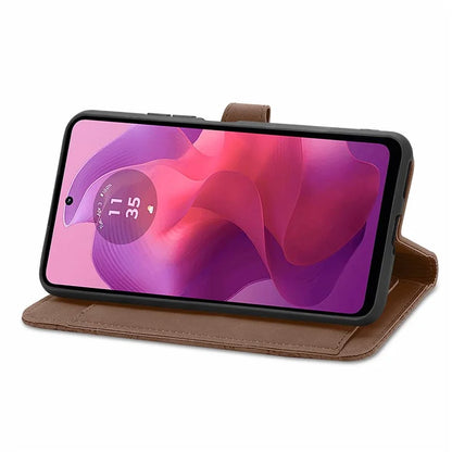 For Motorola Moto E14 4G / G04 4G / G04s 4G / G24 4G Case Flower Zipper Pocket Leather Flip Protective Phone Cover