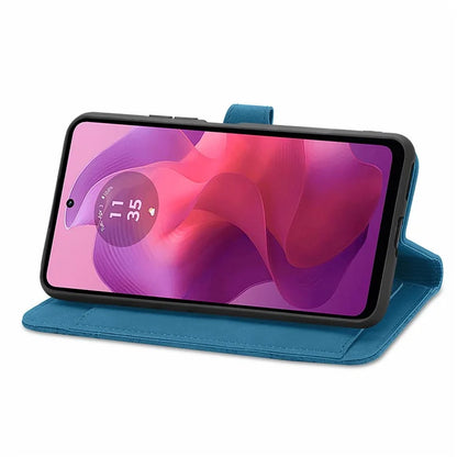For Motorola Moto E14 4G / G04 4G / G04s 4G / G24 4G Case Flower Zipper Pocket Leather Flip Protective Phone Cover