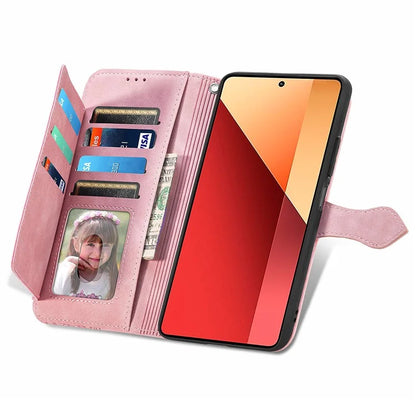 For Xiaomi Redmi Note 13 Pro 4G / Poco M6 Pro 4G Case Flower Leather Cover with Zipper Pocket