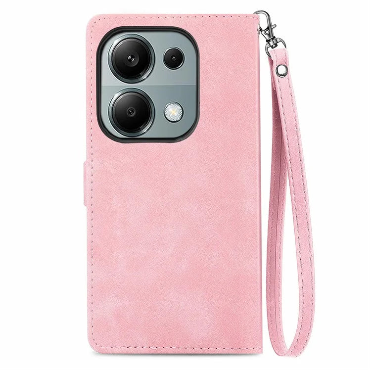 For Xiaomi Redmi Note 13 Pro 4G / Poco M6 Pro 4G Case Flower Leather Cover with Zipper Pocket