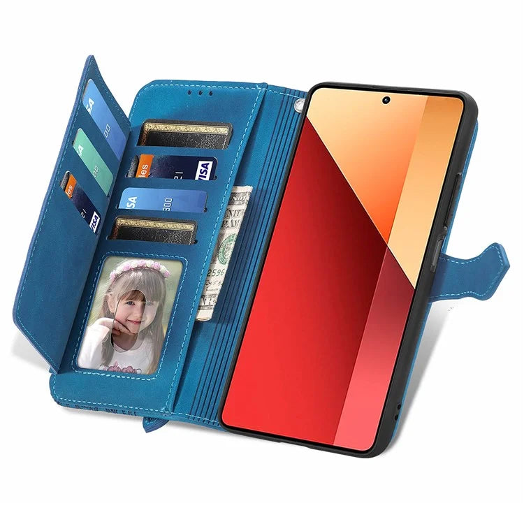 For Xiaomi Redmi Note 13 Pro 4G / Poco M6 Pro 4G Case Flower Leather Cover with Zipper Pocket