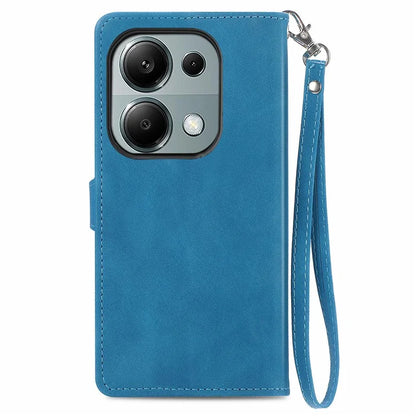 For Xiaomi Redmi Note 13 Pro 4G / Poco M6 Pro 4G Case Flower Leather Cover with Zipper Pocket