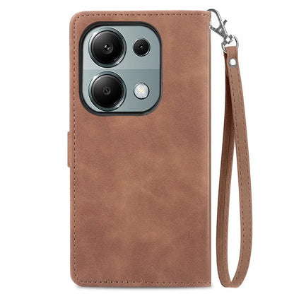 For Xiaomi Redmi Note 13 Pro 4G / Poco M6 Pro 4G Case Flower Leather Cover with Zipper Pocket