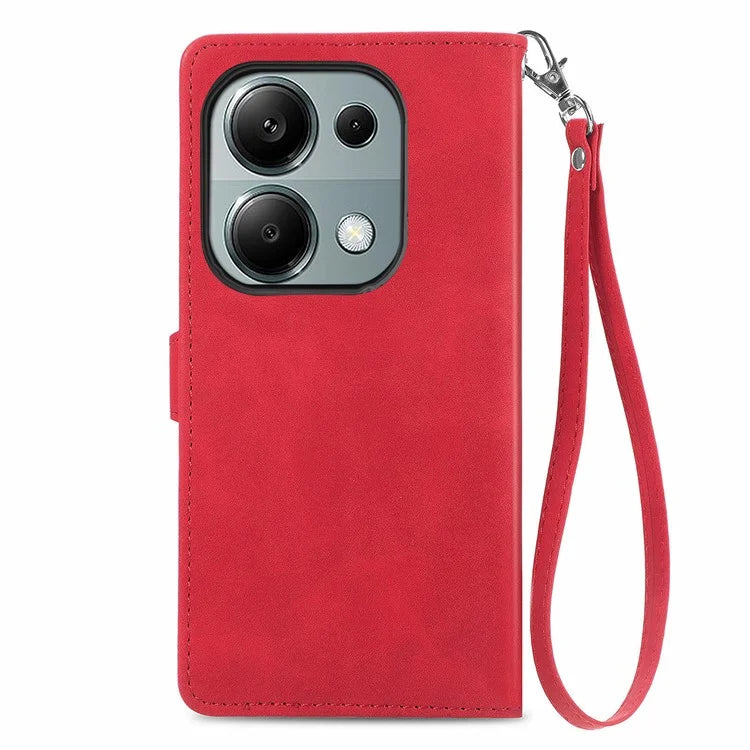 For Xiaomi Redmi Note 13 Pro 4G / Poco M6 Pro 4G Case Flower Leather Cover with Zipper Pocket