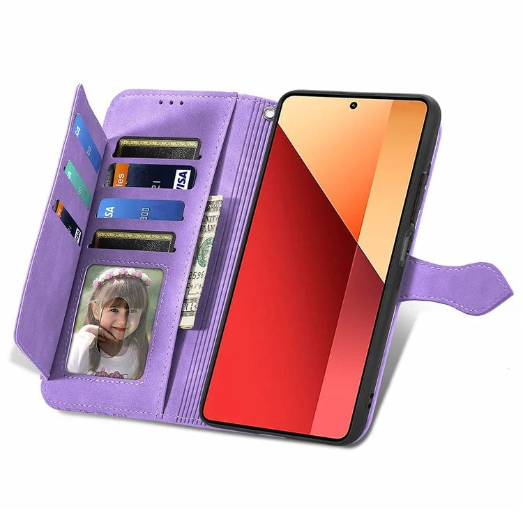 For Xiaomi Redmi Note 13 Pro 4G / Poco M6 Pro 4G Case Flower Leather Cover with Zipper Pocket