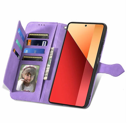 For Xiaomi Redmi Note 13 Pro 4G / Poco M6 Pro 4G Case Flower Leather Cover with Zipper Pocket