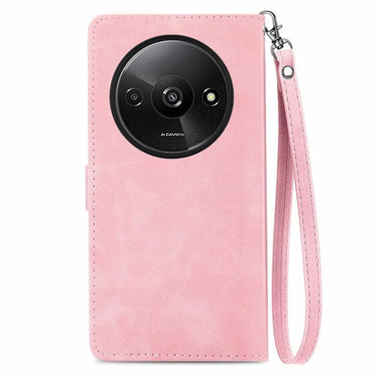For Xiaomi Redmi A3 / Poco C61 4G Case Zipper Wallet Flower Imprinted Phone Stand Cover