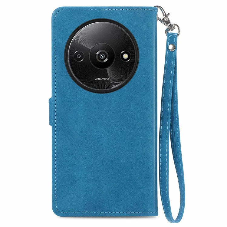 For Xiaomi Redmi A3 / Poco C61 4G Case Zipper Wallet Flower Imprinted Phone Stand Cover