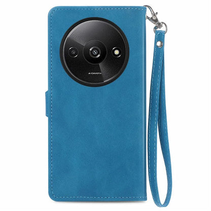 For Xiaomi Redmi A3 / Poco C61 4G Case Zipper Wallet Flower Imprinted Phone Stand Cover