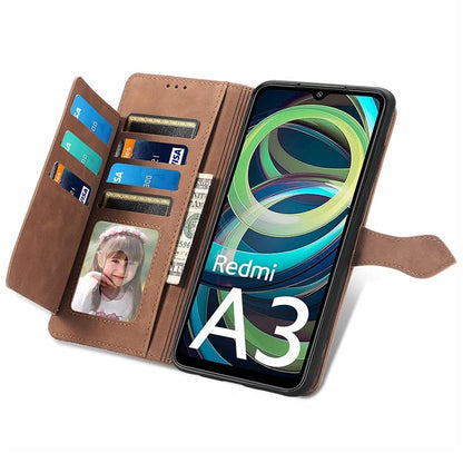 For Xiaomi Redmi A3 / Poco C61 4G Case Zipper Wallet Flower Imprinted Phone Stand Cover