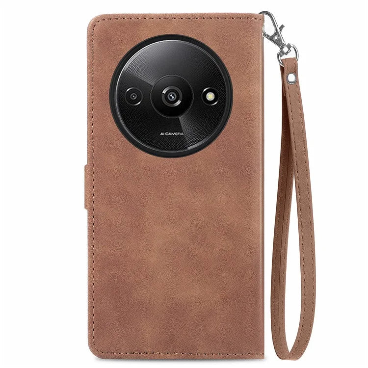 For Xiaomi Redmi A3 / Poco C61 4G Case Zipper Wallet Flower Imprinted Phone Stand Cover