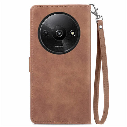 For Xiaomi Redmi A3 / Poco C61 4G Case Zipper Wallet Flower Imprinted Phone Stand Cover