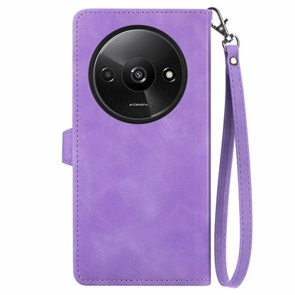 For Xiaomi Redmi A3 / Poco C61 4G Case Zipper Wallet Flower Imprinted Phone Stand Cover