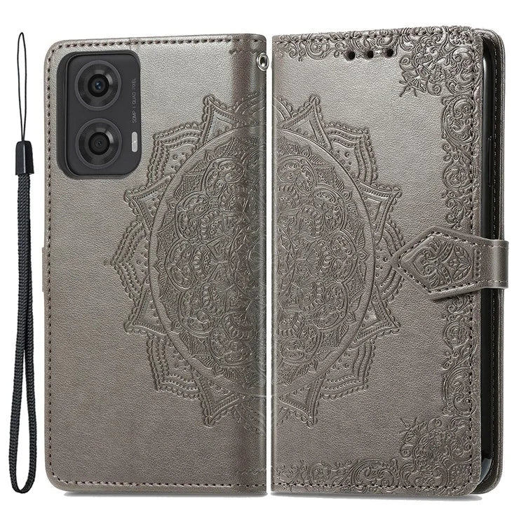 For Motorola Moto E14 4G / G04 4G / G04s 4G / G24 4G Card Slots Case PU Leather Embossed Phone Cover with Wallet