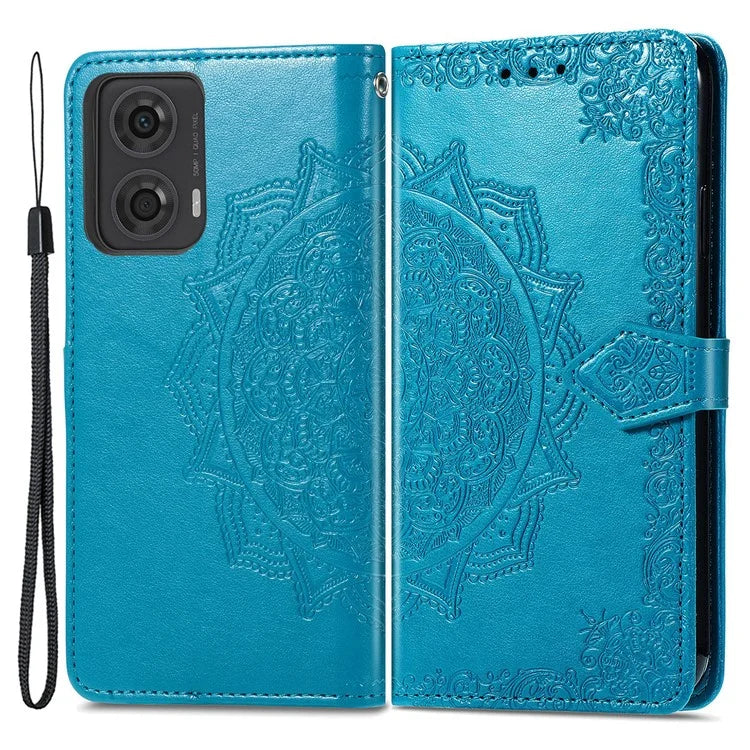 For Motorola Moto E14 4G / G04 4G / G04s 4G / G24 4G Card Slots Case PU Leather Embossed Phone Cover with Wallet