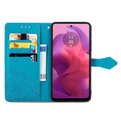 For Motorola Moto E14 4G / G04 4G / G04s 4G / G24 4G Card Slots Case PU Leather Embossed Phone Cover with Wallet