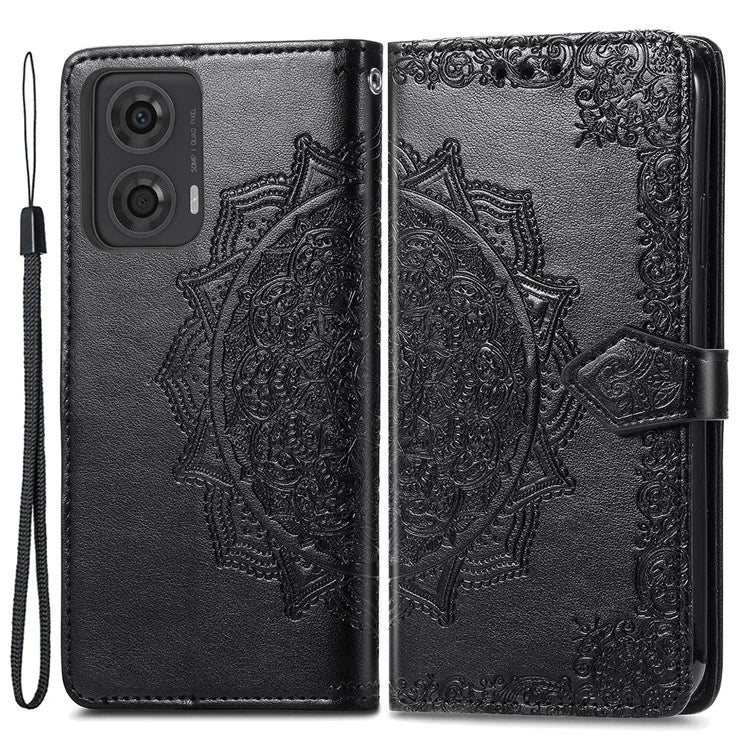 For Motorola Moto E14 4G / G04 4G / G04s 4G / G24 4G Card Slots Case PU Leather Embossed Phone Cover with Wallet
