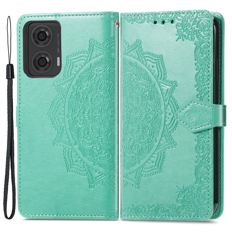 For Motorola Moto E14 4G / G04 4G / G04s 4G / G24 4G Card Slots Case PU Leather Embossed Phone Cover with Wallet