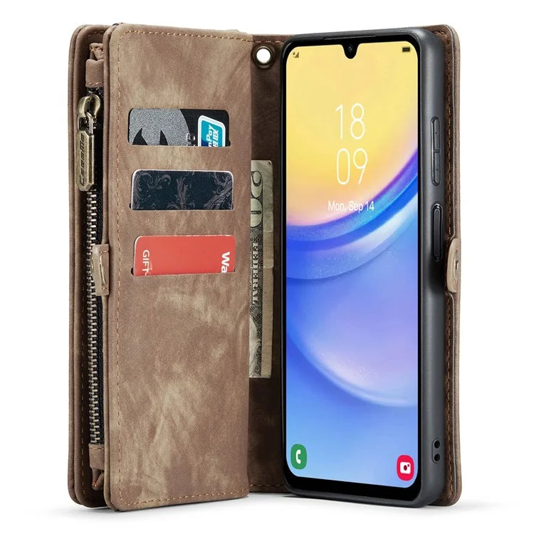 CASEME 008 Series for Samsung Galaxy A15 4G / 5G Leather Case Stand Wallet Zipper Phone Cover