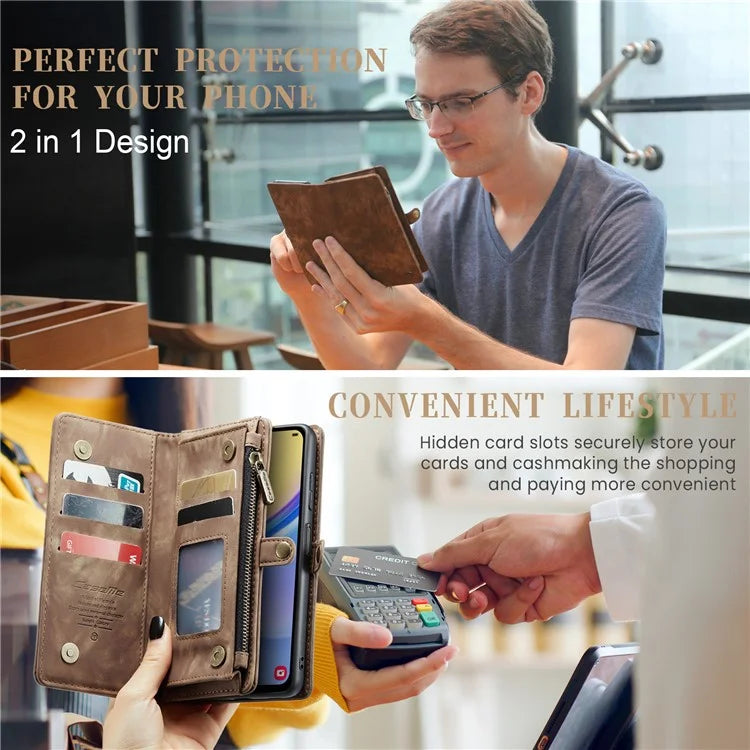 CASEME 008 Series for Samsung Galaxy A15 4G / 5G Leather Case Stand Wallet Zipper Phone Cover