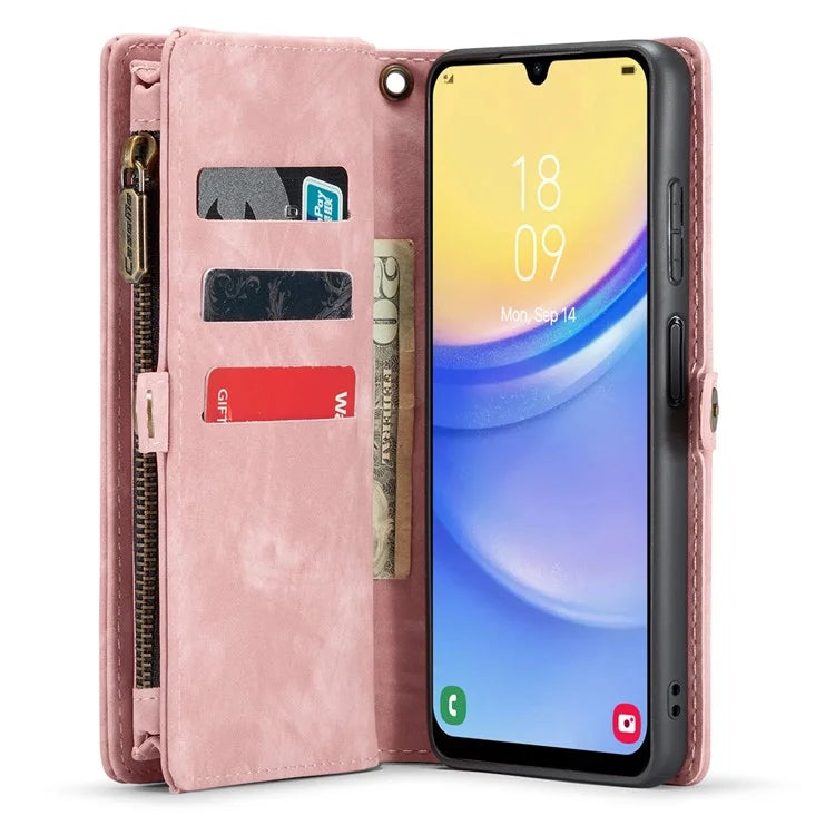 CASEME 008 Series for Samsung Galaxy A15 4G / 5G Leather Case Stand Wallet Zipper Phone Cover