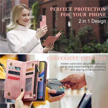 CASEME 008 Series for Samsung Galaxy A15 4G / 5G Leather Case Stand Wallet Zipper Phone Cover