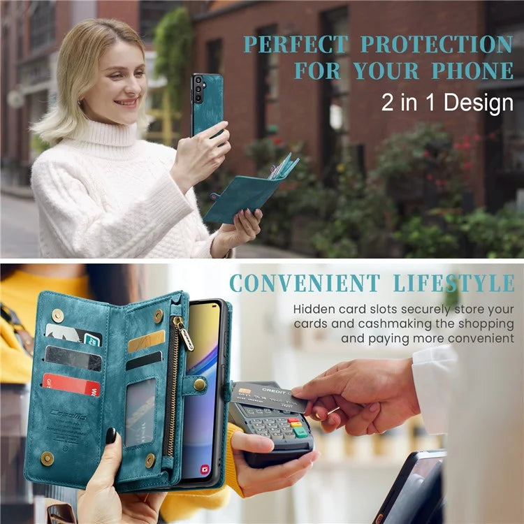 CASEME 008 Series for Samsung Galaxy A15 4G / 5G Leather Case Stand Wallet Zipper Phone Cover
