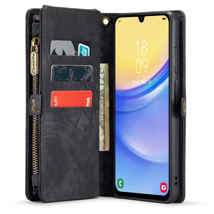 CASEME 008 Series for Samsung Galaxy A15 4G / 5G Leather Case Stand Wallet Zipper Phone Cover