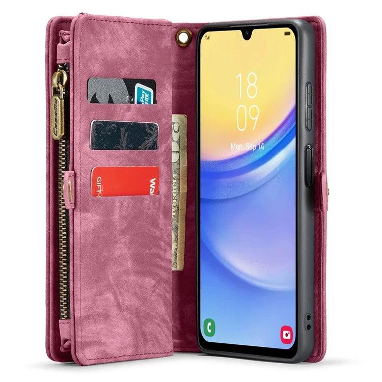CASEME 008 Series for Samsung Galaxy A15 4G / 5G Leather Case Stand Wallet Zipper Phone Cover