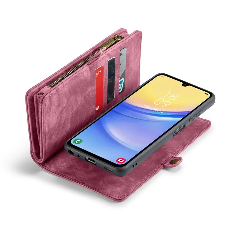 CASEME 008 Series for Samsung Galaxy A15 4G / 5G Leather Case Stand Wallet Zipper Phone Cover