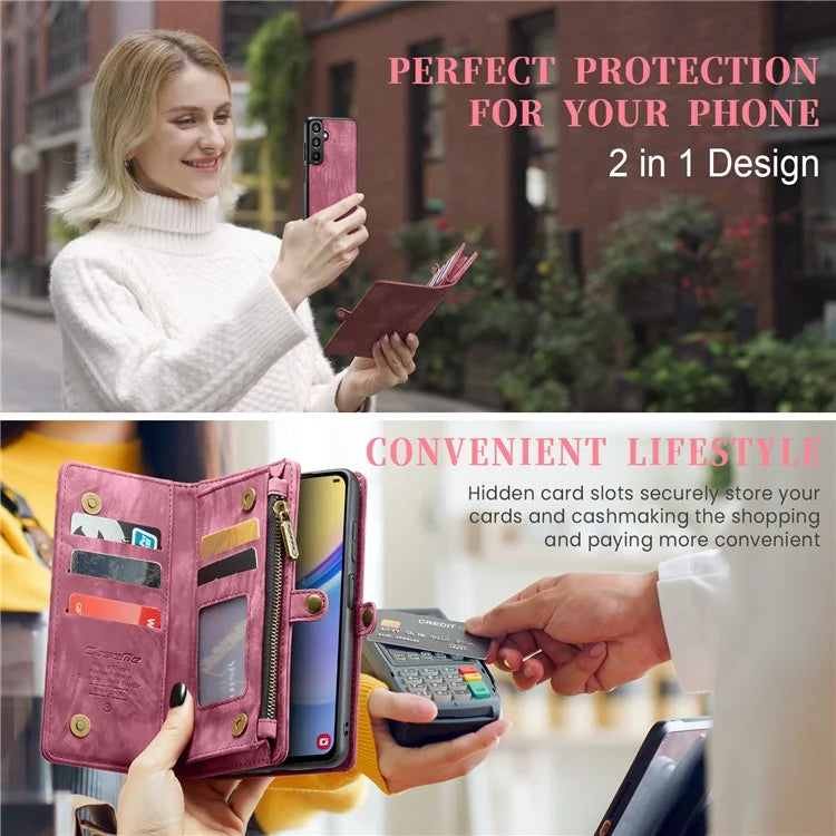CASEME 008 Series for Samsung Galaxy A15 4G / 5G Leather Case Stand Wallet Zipper Phone Cover