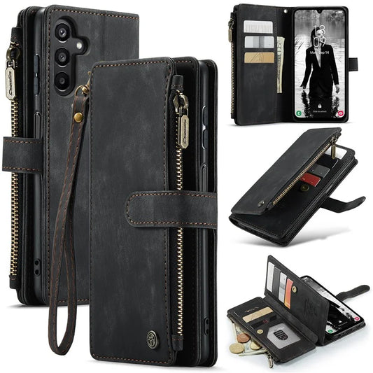 CASEME C30 Series for Samsung Galaxy A15 4G / 5G Case 10 Card Holder Leather Flip Protective Phone Cover