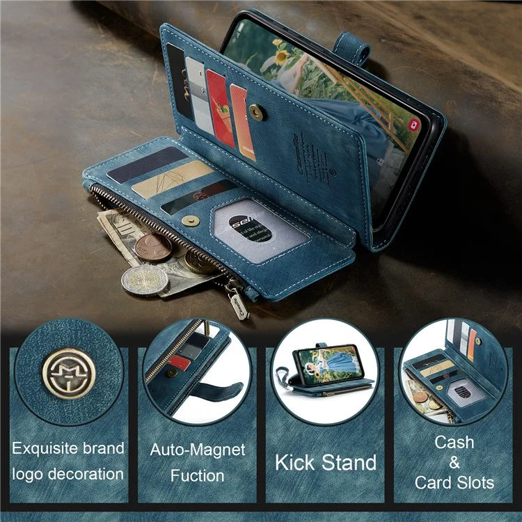 CASEME C30 Series for Samsung Galaxy A15 4G / 5G Case 10 Card Holder Leather Flip Protective Phone Cover