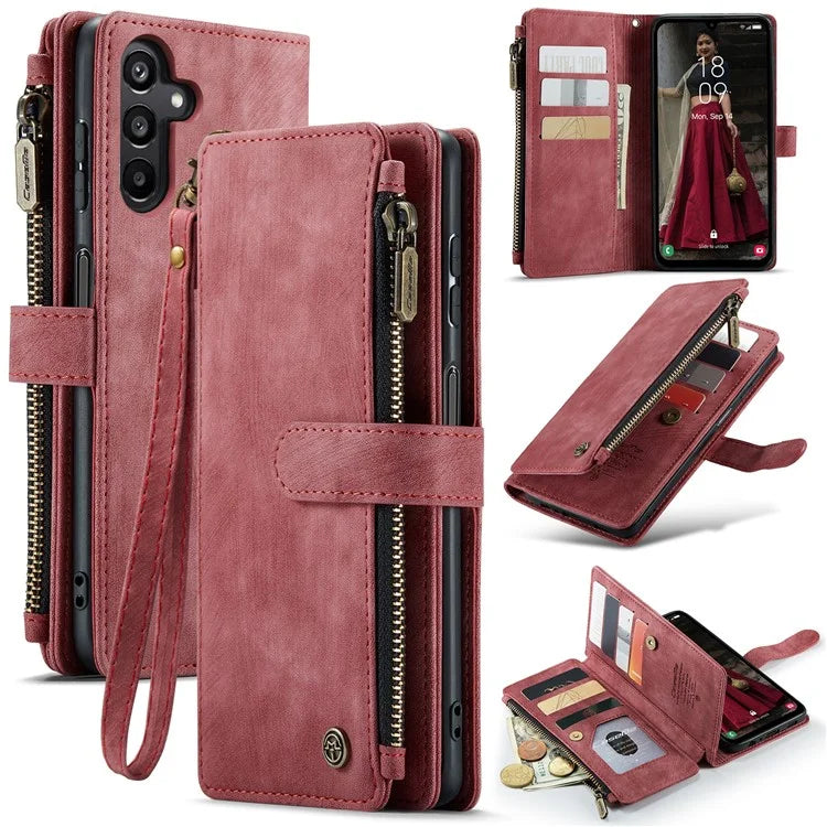 CASEME C30 Series for Samsung Galaxy A15 4G / 5G Case 10 Card Holder Leather Flip Protective Phone Cover