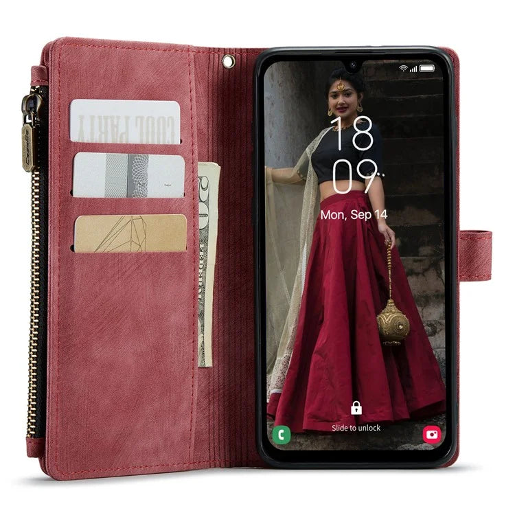 CASEME C30 Series for Samsung Galaxy A15 4G / 5G Case 10 Card Holder Leather Flip Protective Phone Cover