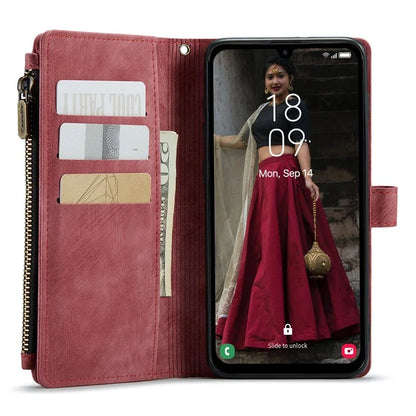 CASEME C30 Series for Samsung Galaxy A15 4G / 5G Case 10 Card Holder Leather Flip Protective Phone Cover