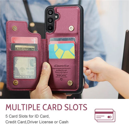 CASEME C22 Series For Samsung Galaxy A15 4G / 5G Case Leather RFID Blocking 5 Card Slots Kickstand Back Cover