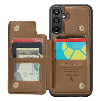 CASEME C22 Series For Samsung Galaxy A15 4G / 5G Case Leather RFID Blocking 5 Card Slots Kickstand Back Cover