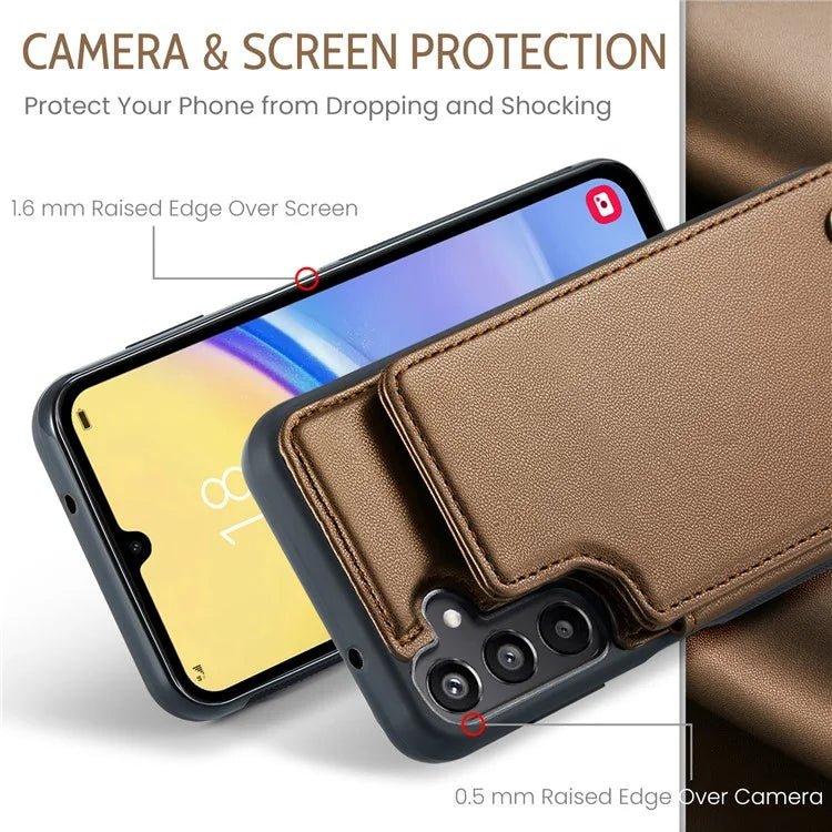 CASEME C22 Series For Samsung Galaxy A15 4G / 5G Case Leather RFID Blocking 5 Card Slots Kickstand Back Cover