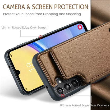 CASEME C22 Series For Samsung Galaxy A15 4G / 5G Case Leather RFID Blocking 5 Card Slots Kickstand Back Cover