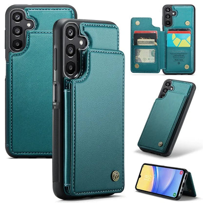 CASEME C22 Series For Samsung Galaxy A15 4G / 5G Case Leather RFID Blocking 5 Card Slots Kickstand Back Cover