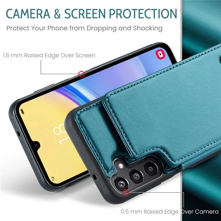 CASEME C22 Series For Samsung Galaxy A15 4G / 5G Case Leather RFID Blocking 5 Card Slots Kickstand Back Cover