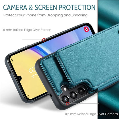 CASEME C22 Series For Samsung Galaxy A15 4G / 5G Case Leather RFID Blocking 5 Card Slots Kickstand Back Cover