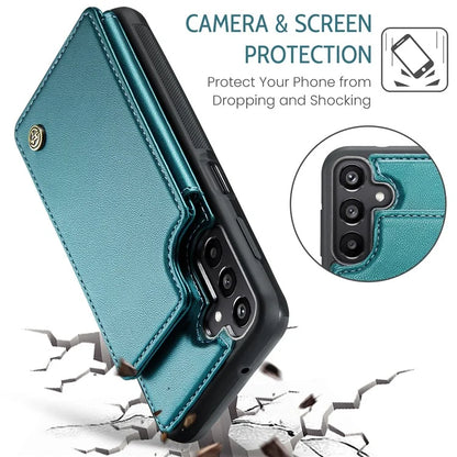CASEME C22 Series For Samsung Galaxy A15 4G / 5G Case Leather RFID Blocking 5 Card Slots Kickstand Back Cover