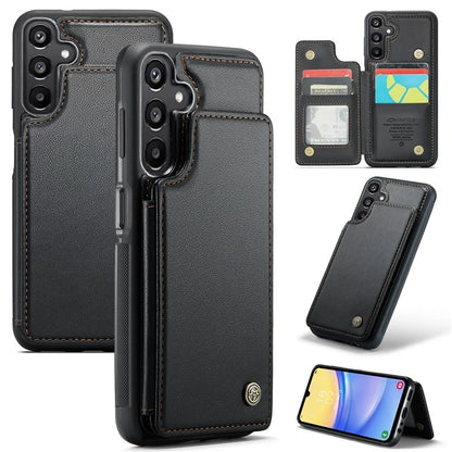 CASEME C22 Series For Samsung Galaxy A15 4G / 5G Case Leather RFID Blocking 5 Card Slots Kickstand Back Cover