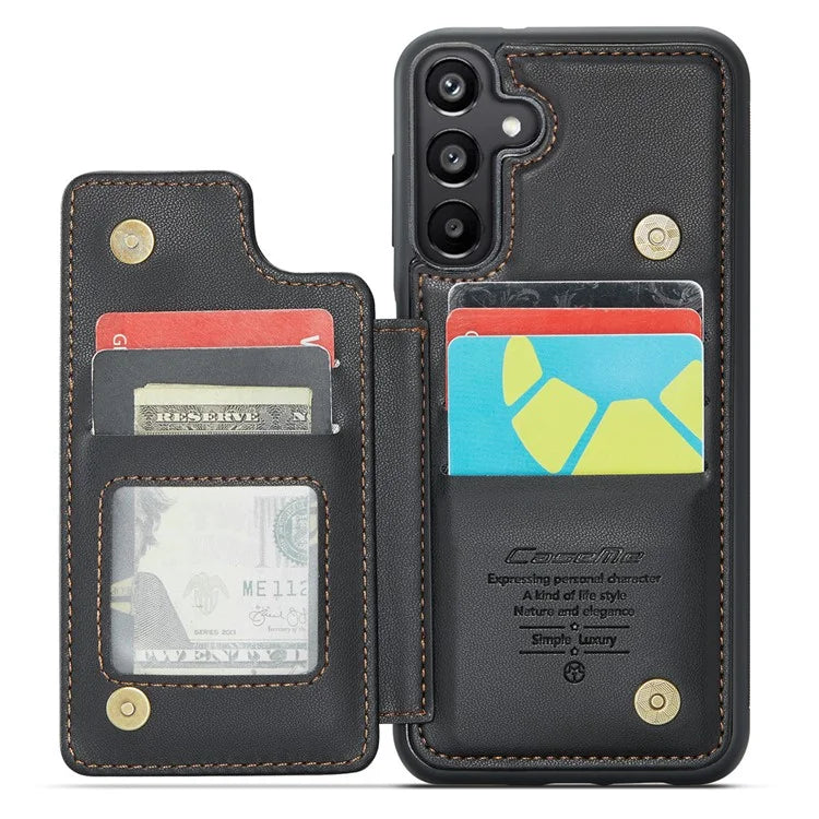 CASEME C22 Series For Samsung Galaxy A15 4G / 5G Case Leather RFID Blocking 5 Card Slots Kickstand Back Cover