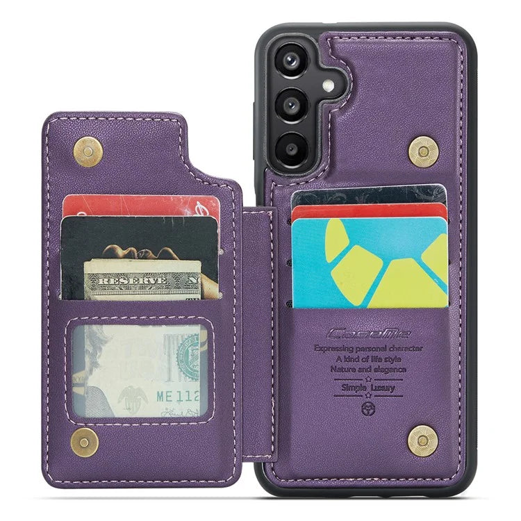 CASEME C22 Series For Samsung Galaxy A15 4G / 5G Case Leather RFID Blocking 5 Card Slots Kickstand Back Cover
