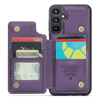 CASEME C22 Series For Samsung Galaxy A15 4G / 5G Case Leather RFID Blocking 5 Card Slots Kickstand Back Cover