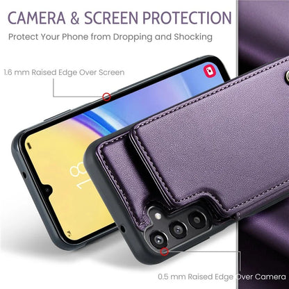 CASEME C22 Series For Samsung Galaxy A15 4G / 5G Case Leather RFID Blocking 5 Card Slots Kickstand Back Cover