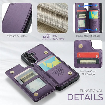 CASEME C22 Series For Samsung Galaxy A15 4G / 5G Case Leather RFID Blocking 5 Card Slots Kickstand Back Cover